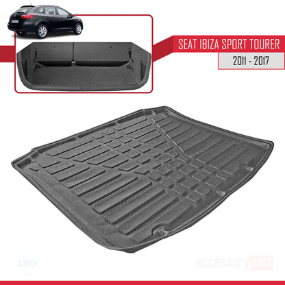 Compatible avec Seat Ibiza 4 (6J) ST 2011-2017 Flexible Tapis de Coffre Plancher de Chargement Noir