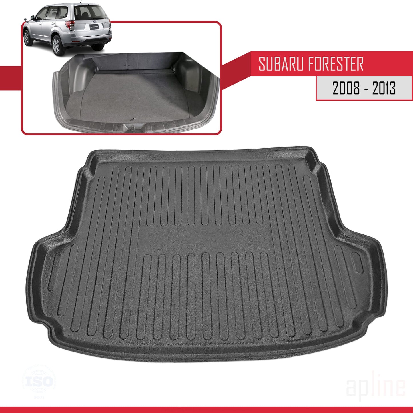 Compatible avec Subaru Forester 3 (SH) 2008-2013 Flexible Tapis de Coffre Plancher de Chargement Noir