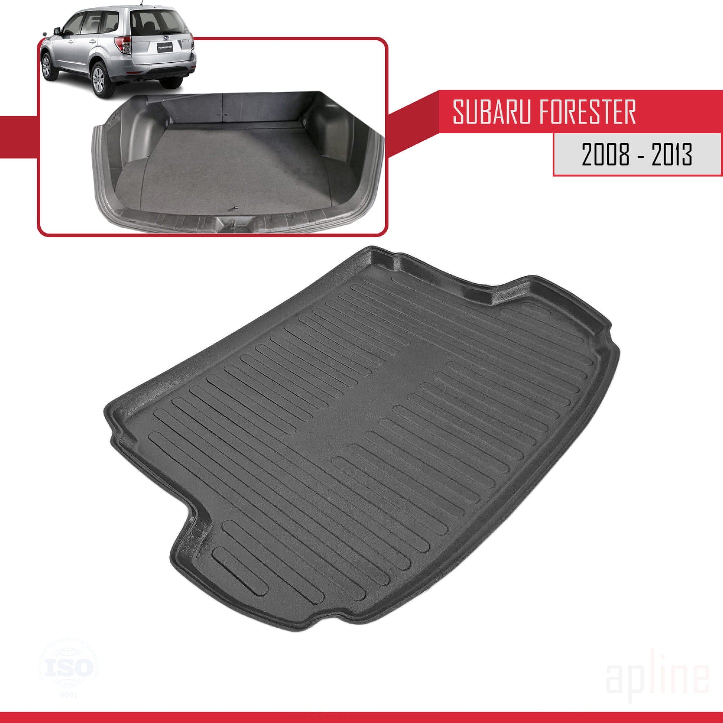 Compatible avec Subaru Forester 3 (SH) 2008-2013 Flexible Tapis de Coffre Plancher de Chargement Noir