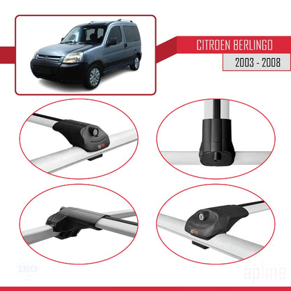 Compatible avec Citroen Berlingo (M59) 2003-2008 ACE-1 Barres de Toit Railing Porte-Bagages de Voiture Gris Aluminium 2 Barres