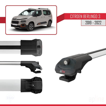 Compatible with Citroen Berlingo 3 (K9) 2019-2022 ACE-1 Car Roof Rack Cross Bar Grey Aluminium 4 Bars
