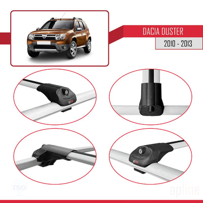 Compatible avec Dacia Duster (HS) Pre-Facelift 2010-2013 ACE-1 Barres de Toit Railing Porte-Bagages de Voiture Gris Aluminium 3 Barres