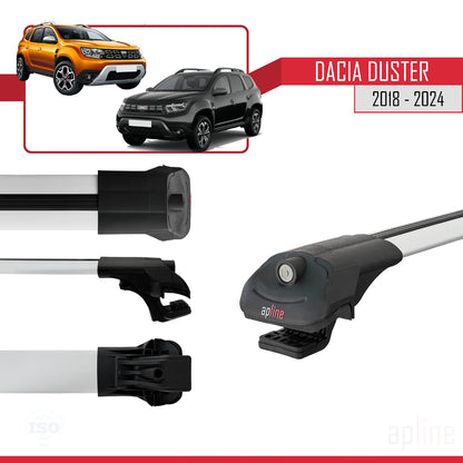 Compatible avec Dacia Duster 2 (HM) 2018-2024 ACE-1 Barres de Toit Railing Porte-Bagages de Voiture Gris Aluminium 3 Barres