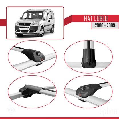 Compatible avec Fiat Doblo 2000-2009 V2 ACE-1 Barres de Toit Railing Porte-Bagages de Voiture Gris Aluminium 3 Barres