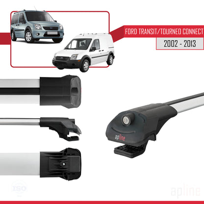 Compatible avec Ford Transit/Tourneo Connect 2002-2013 ACE-1 Barres de Toit Railing Porte-Bagages de Voiture Gris Aluminium 4 Barres