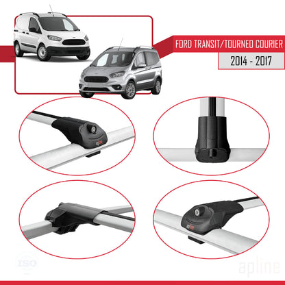 Compatible avec Ford Transit/Tourneo Courier Pre-Facelift 2014-2017 ACE-1 Barres de Toit Railing Porte-Bagages de Voiture Gris Aluminium 3 Barres