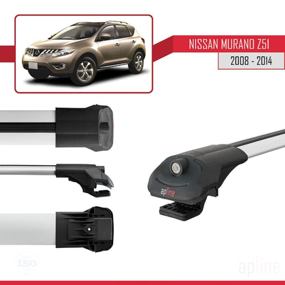 Compatible avec Nissan Murano 2 (Z51) 2008-2014 ACE-1 Barres de Toit Railing Porte-Bagages de Voiture Gris Aluminium 2 Barres