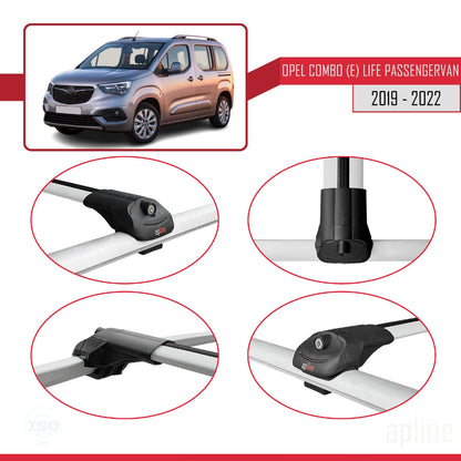 Compatible avec Opel Combo E Life 2019-2022 ACE-1 Barres de Toit Railing Porte-Bagages de Voiture Gris Aluminium 3 Barres