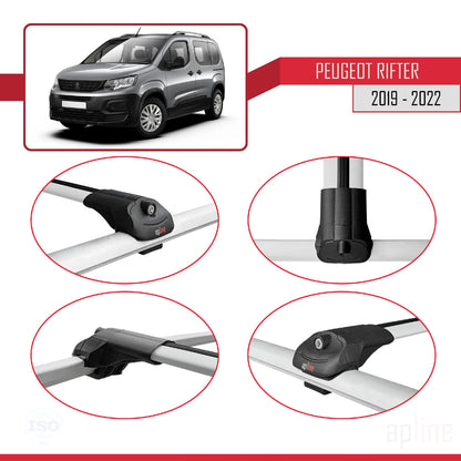 Compatible avec Peugeot Rifter 2019-2022 ACE-1 Barres de Toit Railing Porte-Bagages de Voiture Gris Aluminium 4 Barres