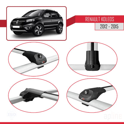 Compatible avec Renault Koleos (HY) Post-Facelift 2012-2015 ACE-1 Barres de Toit Railing Porte-Bagages de Voiture Gris Aluminium 3 Barres