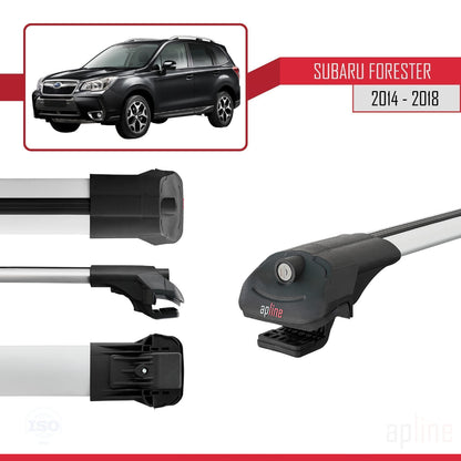 Compatible avec Subaru Forester 4 (SJ) 2014-2018 ACE-1 Barres de Toit Railing Porte-Bagages de Voiture Gris Aluminium 3 Barres