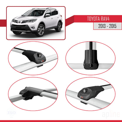 Compatible avec Toyota RAV4 IV (XA40) Pre-Facelift 2013-2015 ACE-1 Barres de Toit Railing Porte-Bagages de Voiture Gris Aluminium 2 Barres