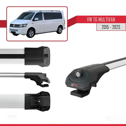 Compatible avec Volkswagen T6 Multivan 2015-2024 ACE-1 Barres de Toit Railing Porte-Bagages de Voiture Gris Aluminium 4 Barres