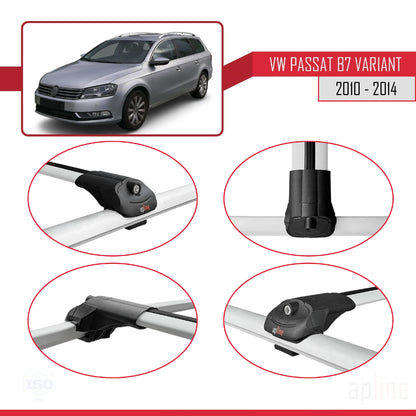 Compatible avec Volkswagen Passat B7 (3C) Variant 2010-2014 ACE-1 Barres de Toit Railing Porte-Bagages de Voiture Gris Aluminium 3 Barres