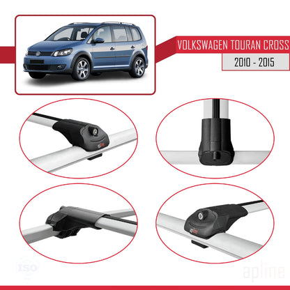 Compatible avec Volkswagen Touran (1T) Post-Facelift 2010-2015 ACE-1 Barres de Toit Railing Porte-Bagages de Voiture Gris Aluminium 2 Barres