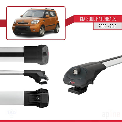 Compatible with Kia Soul (AM) HB 2009-2013 ACE-1 Car Roof Rack Cross Bar Grey Aluminium 3 Bars