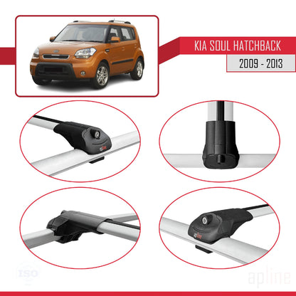 Compatible with Kia Soul (AM) HB 2009-2013 ACE-1 Car Roof Rack Cross Bar Grey Aluminium 2 Bars