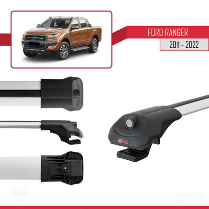 Compatible with Ford Ranger (P375) 2011-2022 ACE-1 Car Roof Rack Cross Bar Grey Aluminium 2 Bars