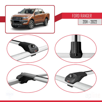 Compatible with Ford Ranger (P375) 2011-2022 ACE-1 Car Roof Rack Cross Bar Grey Aluminium 2 Bars