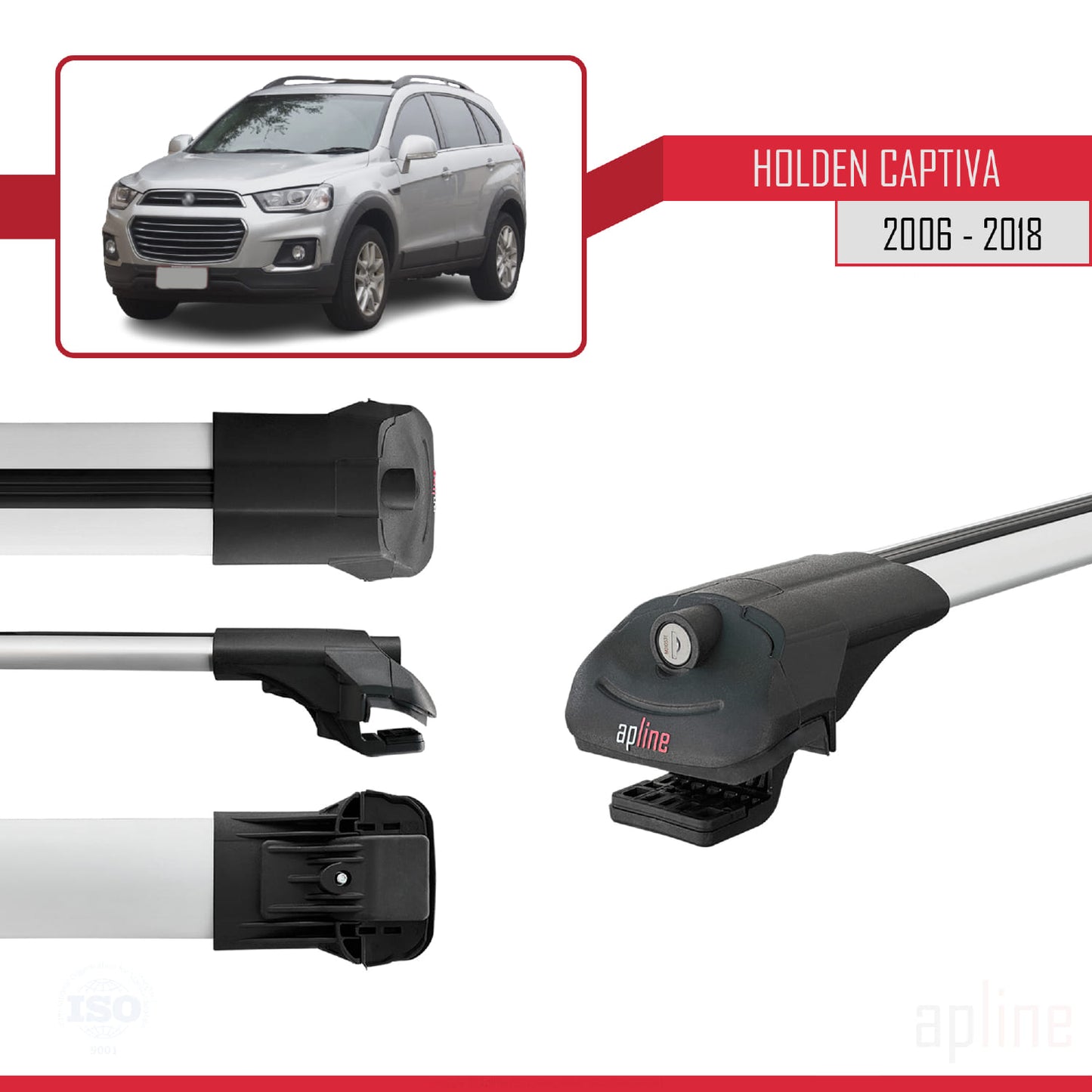 Compatible avec Holden Captiva 2006-2018 ACE-1 Barres de Toit Railing Porte-Bagages de Voiture Gris Aluminium 3 Barres