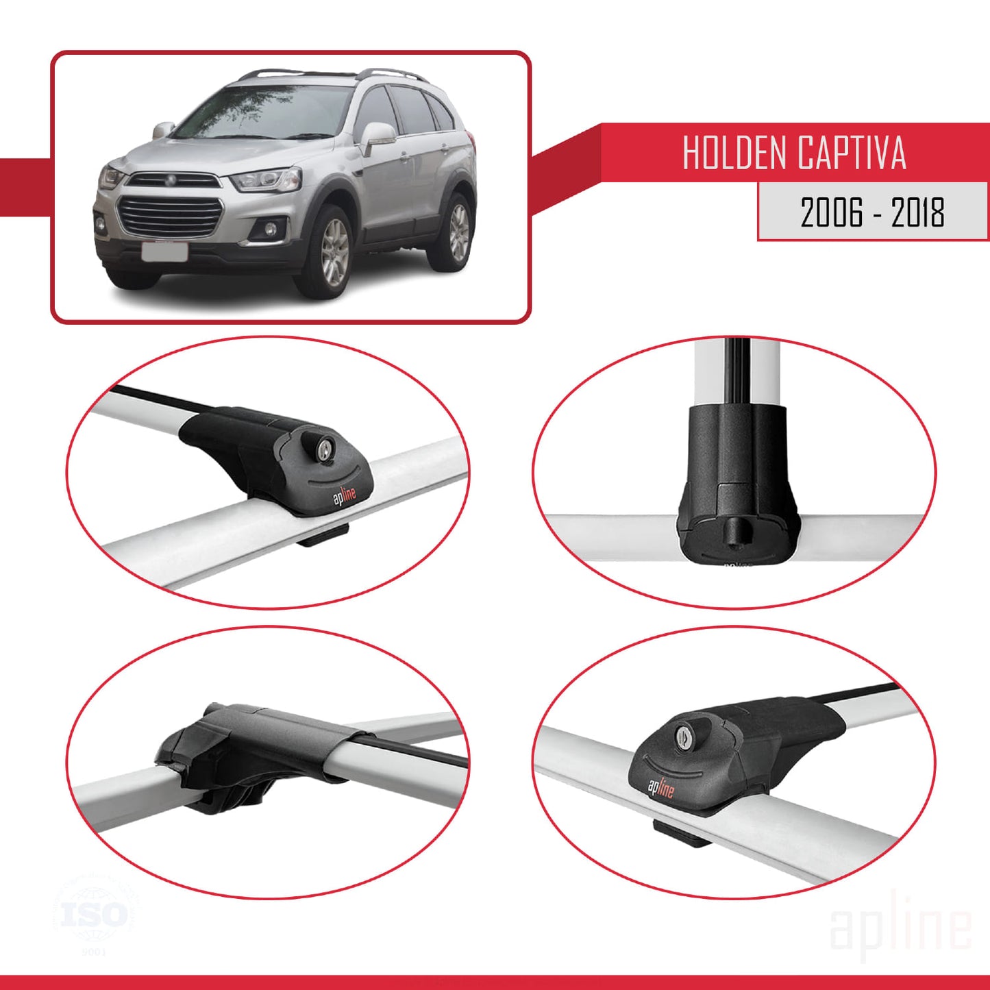 Compatible avec Holden Captiva 2006-2018 ACE-1 Barres de Toit Railing Porte-Bagages de Voiture Gris Aluminium 3 Barres