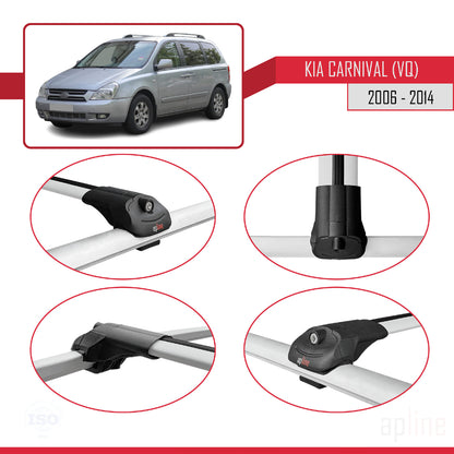 Compatible with Kia Carnival 2 (VQ) 2006-2014 ACE-1 Car Roof Rack Cross Bar Grey Aluminium 3 Bars