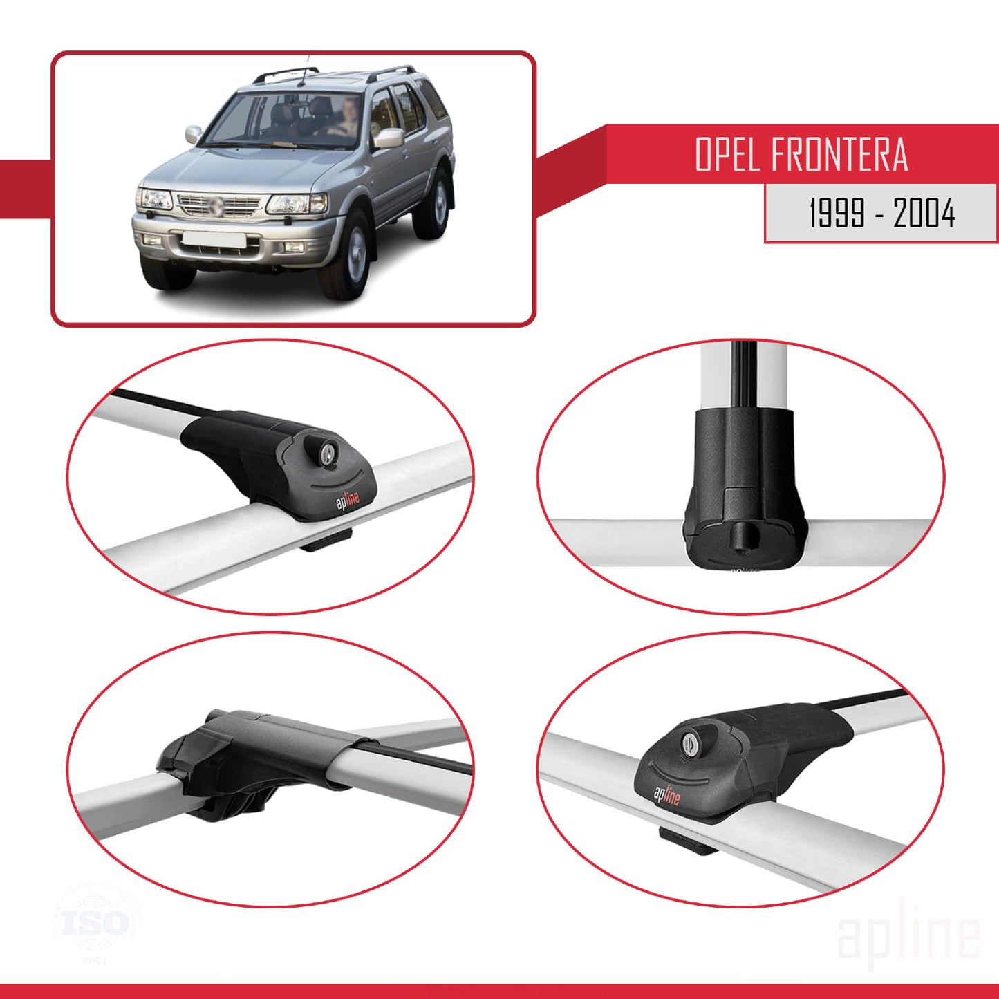 Compatible avec Opel Frontera 2 1999-2004 ACE-1 Barres de Toit Railing Porte-Bagages de Voiture Gris Aluminium 2 Barres