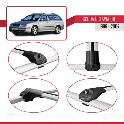 Compatible with Skoda Octavia (1U) 1996-2004 ACE-1 Car Roof Rack Cross Bar Grey Aluminium 2 Bars