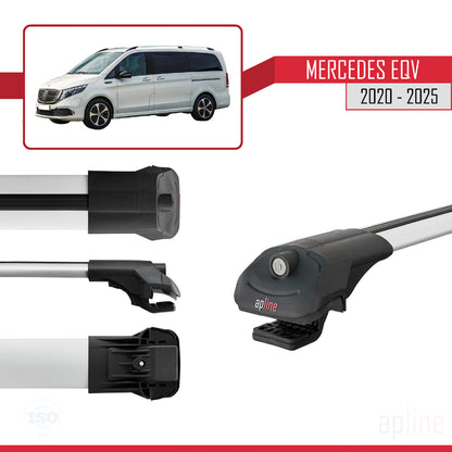 Compatible with Mercedes EQV (W447) 2020-2025 ACE-1 Car Roof Rack Cross Bar Grey Aluminium 2 Bars