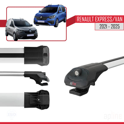 Compatible avec Renault Express 2021-2025 ACE-1 Barres de Toit Railing Porte-Bagages de Voiture Gris Aluminium 2 Barres