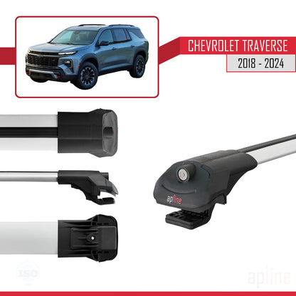 Compatible with Chevrolet Traverse 2018-2024 ACE-1 Car Roof Rack Cross Bar Grey Aluminium 3 Bars