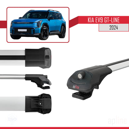 Compatible avec KIA EV9 GT-LINE 2024-2025 ACE-1 Barres de Toit Railing Porte-Bagages de Voiture Gris Aluminium 3 Barres
