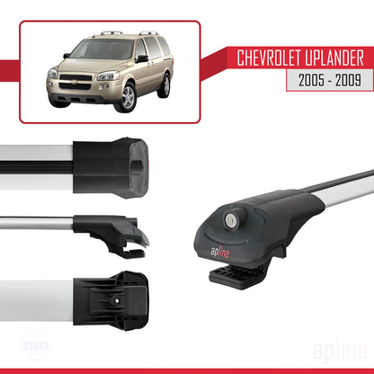 Compatible avec Chevrolet Uplander 2005-2009 ACE-1 Barres de Toit Railing Porte-Bagages de Voiture Gris Aluminium 2 Barres
