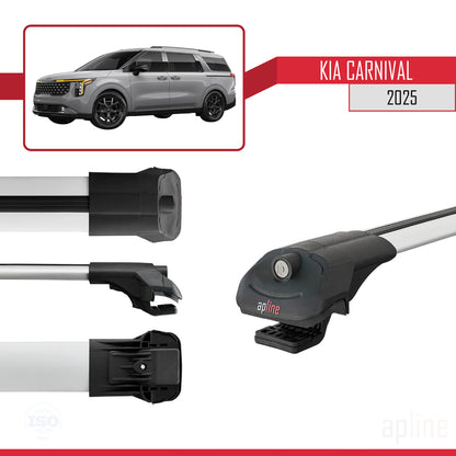 Compatible with Kia Carnival 2025 ACE-1 Car Roof Rack Cross Bar Grey Aluminium 2 Bars