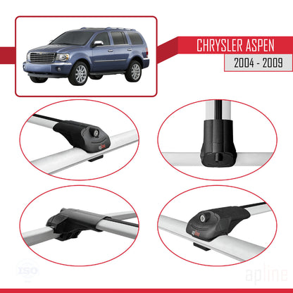 Compatible avec Chrysler Aspen 2004-2009 ACE-1 Barres de Toit Railing Porte-Bagages de Voiture Gris Aluminium 2 Barres