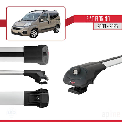 Compatible avec Fiat Fiorino (Modèle Tubulaire) 2008-2025 ACE-1 Barres de Toit Railing Porte-Bagages de Voiture Gris Aluminium 3 Barres
