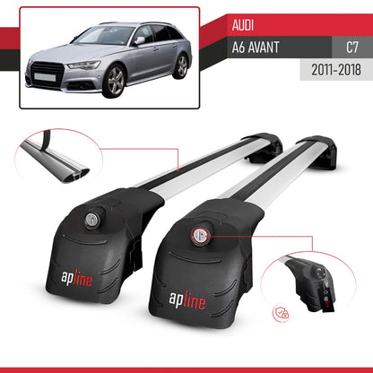Compatible avec Audi A6 (C7) Avant 2011-2018 ACE-2 modèle Barres de Toit Railing Porte-Bagages de Voiture Gris Aluminium Barres