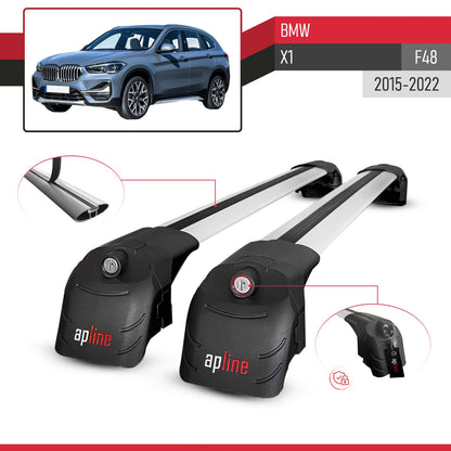 Compatible avec BMW X1 (F48) 2015-2022 ACE-2 modèle Barres de Toit Railing Porte-Bagages de Voiture Gris Aluminium Barres