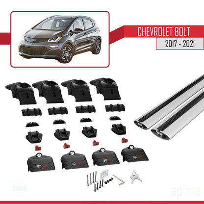 Compatible avec Chevrolet Bolt 2017-2021 ACE-2 Barres de Toit Railing Porte-Bagages de Voiture Gris Aluminium 2 Barres
