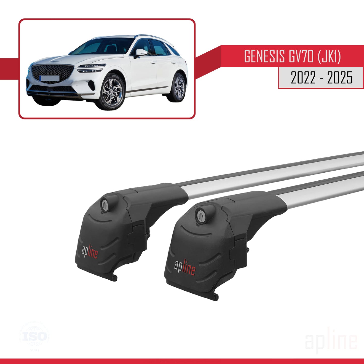 Compatible avec Genesis GV70 (JK1) 2022-2025 ACE-2 Barres de Toit Railing Porte-Bagages de Voiture Gris Aluminium 2 Barres