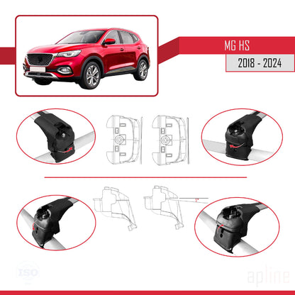 Compatible avec MG HS (AS23) 2018-2024 ACE-2 Barres de Toit Railing Porte-Bagages de Voiture Gris Aluminium 2 Barres