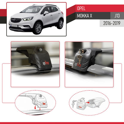 Compatible with Opel Mokka X (J13) 2016-2019 ACE-2 Car Roof Rack Cross Bar Grey Aluminium 2 Bars