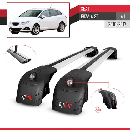 Compatible with Seat Ibiza 4 (6J) ST 2010-2017 ACE-2 Car Roof Rack Cross Bar Grey Aluminium 2 Bars