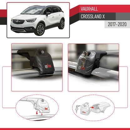 Compatible with Vauxhall Crossland X 2017-2020 ACE-2 Car Roof Rack Cross Bar Grey Aluminium 2 Bars
