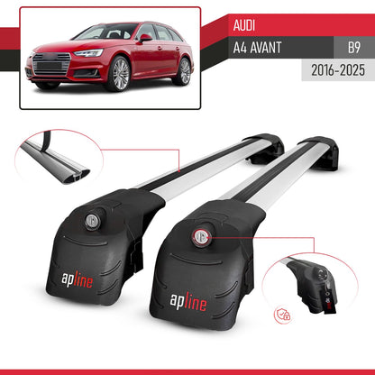 Compatible avec Audi A4 (B9) Avant 2016-2025 ACE-2 modèle Barres de Toit Railing Porte-Bagages de Voiture Gris Aluminium Barres