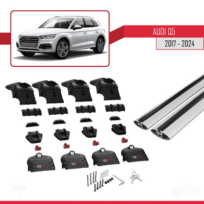 Compatible avec Q5 (FY) 2017-2024 ACE-2 Barres de Toit Railing Porte-Bagages de Voiture Gris Aluminium 2 Barres