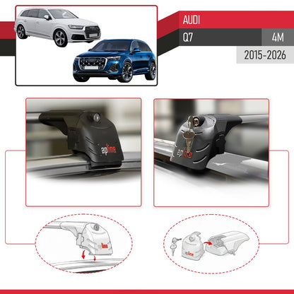 Compatible with Q7 (4M) 2016-2025 ACE-2 Car Roof Rack Cross Bar Grey Aluminium 2 Bars