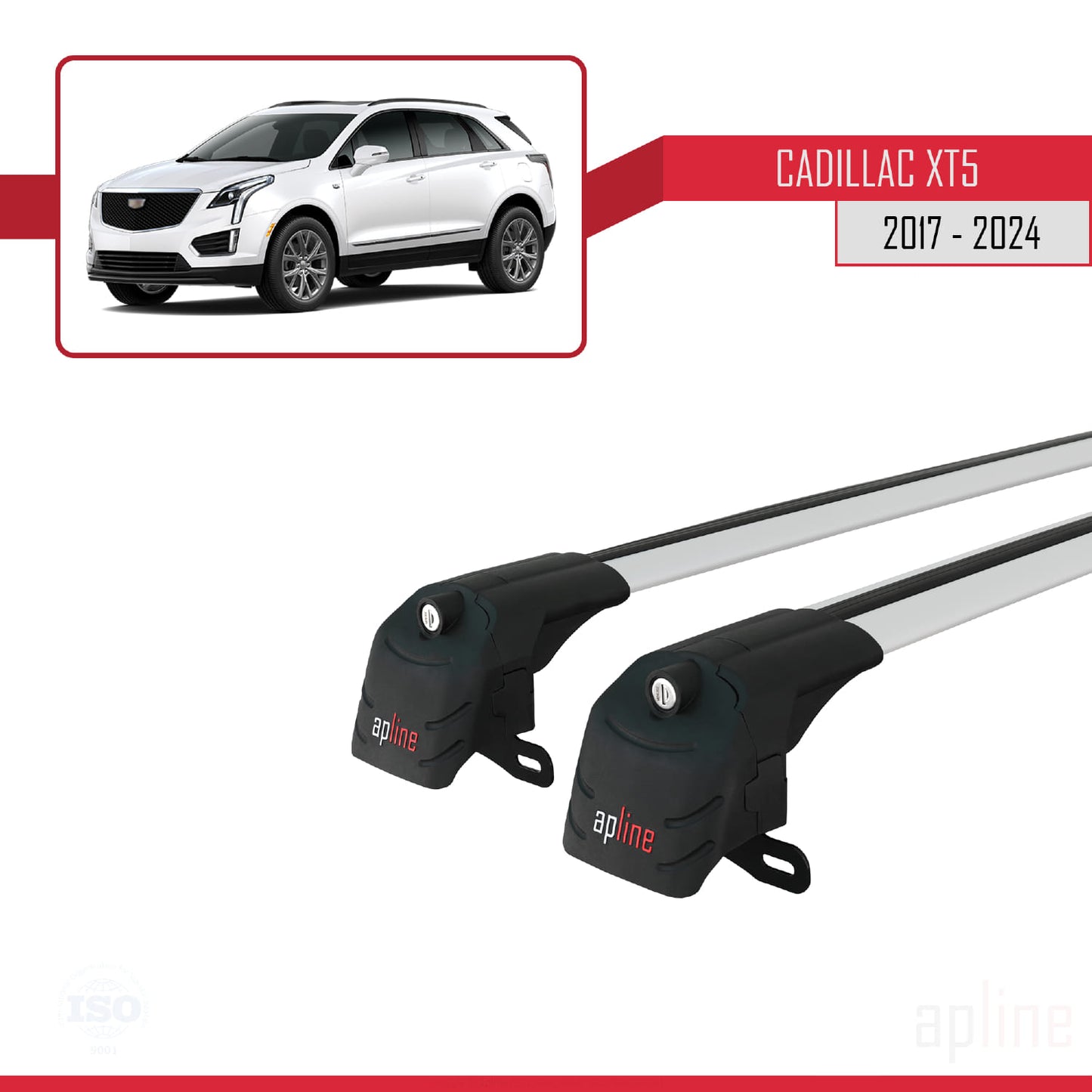 Compatible avec Cadillac XT5 2017-2024 ACE-2 Barres de Toit Railing Porte-Bagages de Voiture Gris Aluminium 2 Barres