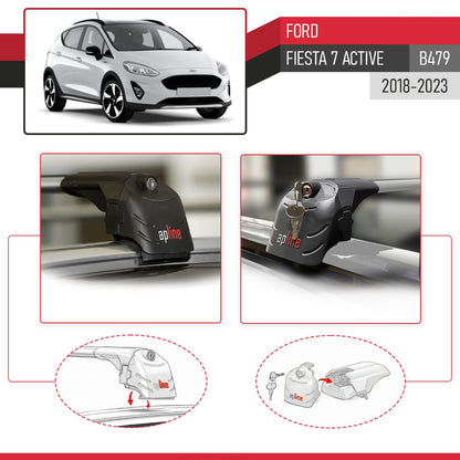 Compatible avec Ford Fiesta 7 Active (B479) 2018-2023 ACE-2 modèle Barres de Toit Railing Porte-Bagages de Voiture Gris Aluminium Barres