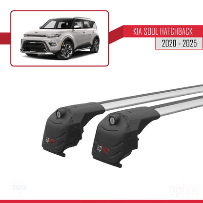 Compatible avec Kia Soul 3 (SK3) 2020-2025 ACE-2 Barres de Toit Railing Porte-Bagages de Voiture Gris Aluminium 2 Barres
